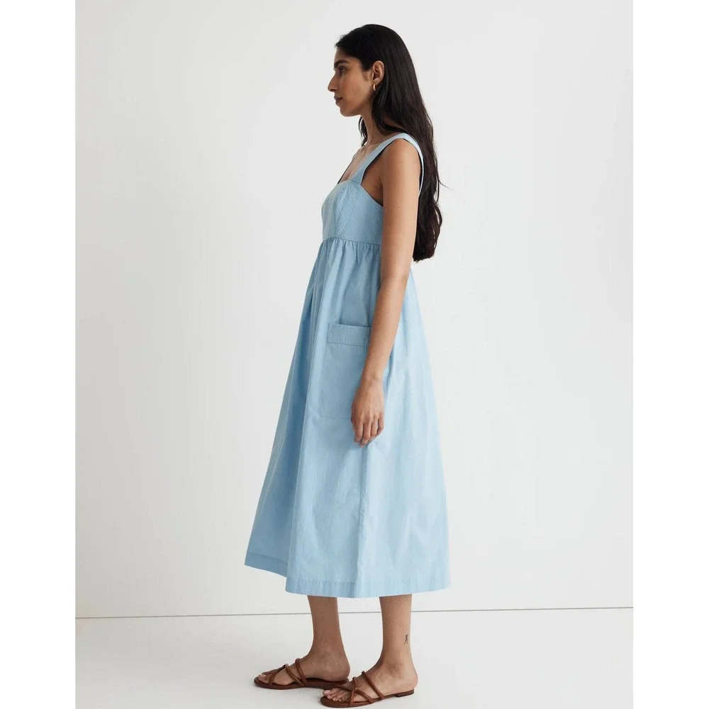 Madewell Cutout Back‎ Midi Dress Womens 0 Tropical Sky Blue